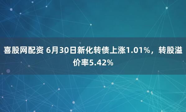 喜股网配资 6月30日新化转债上涨1.01%，转股溢价率5.42%